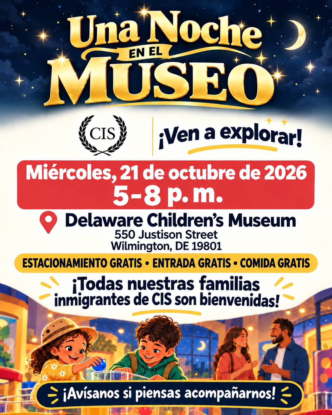 Invitación de CIS a Una Noche en el Museo, el 21 de octubre de 2026.